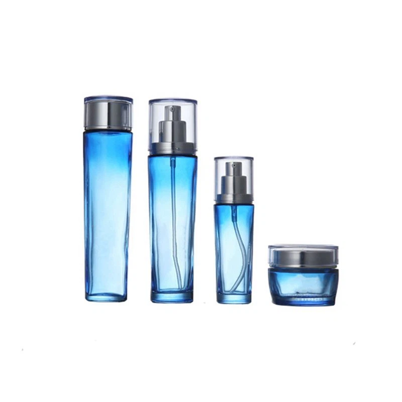 blue cosmetic jars